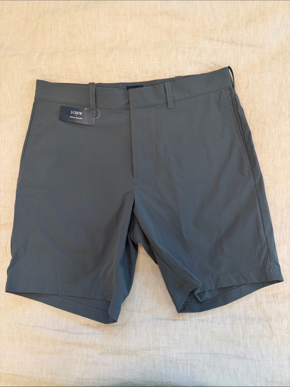J. Crew Men's Flat Front Shorts — Charcoal Gray - Tech fabric- 7” inseam